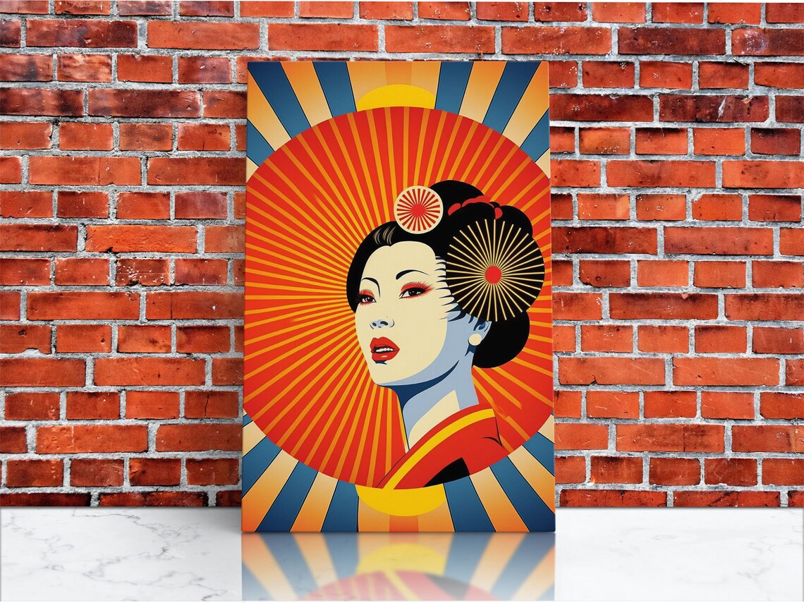 Geisha Pop Art, Art Deco Sunburst Art Print - Image 3