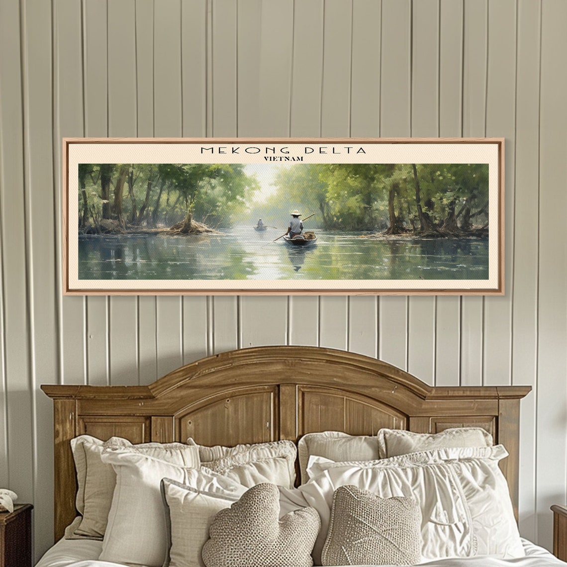 Mekong Delta Vietnam River Boatman Lush Banks Panoramic Poster - Image 5
