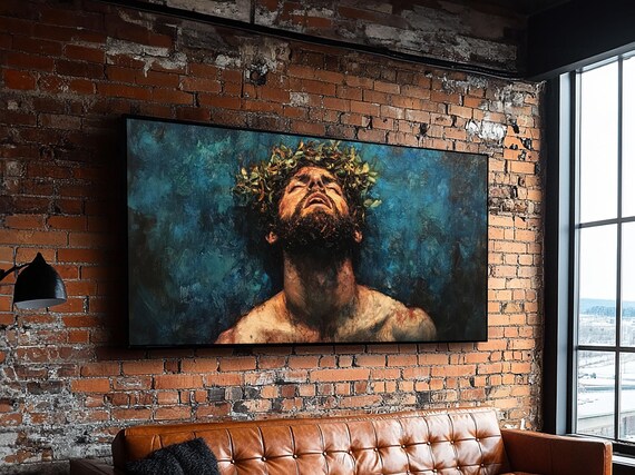 Jesus Christ Crown Of Thorns Portrait Looking Up Faith Devotion Wall Art