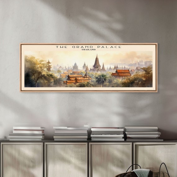 The Grand Palace Retro Travel Poster Panoramic Framed Print Thailand Travel Decor Vintage Style Home Decor Travel Print