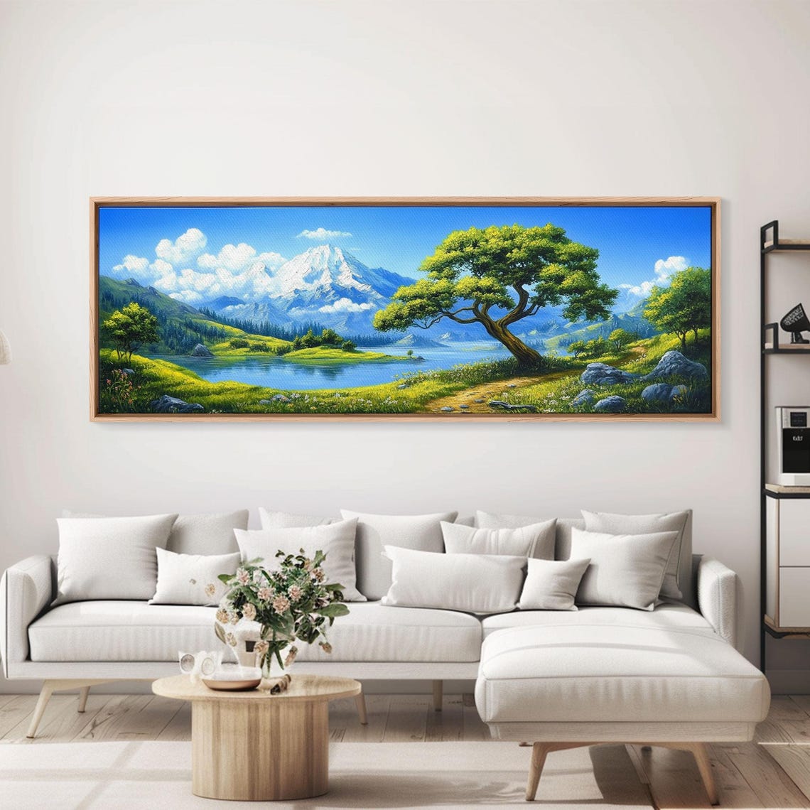 Vivid Green Alpine Lake Snowy Peak Summer Meadow Scenic Poster - Image 4