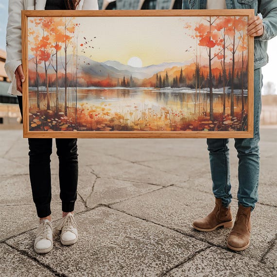Beautiful Sunset Landscape Painting On Original Print Nature Art Fancy Landscape Wall Art Bedroom Wall Decor Gifts Boho Art