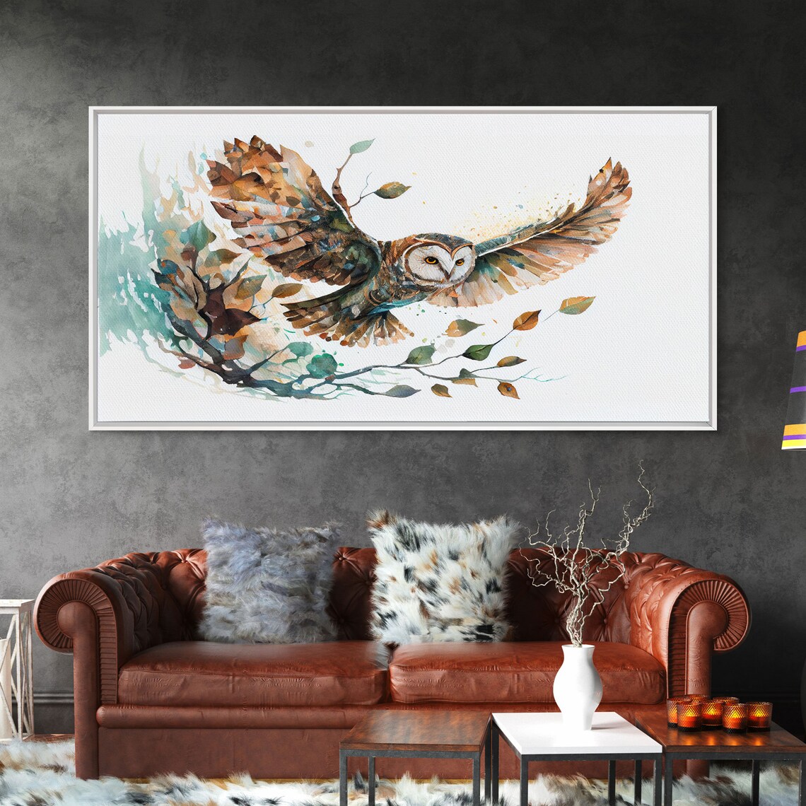 Flying Owl With Trees, Double Exposure Nature Art Print - Image 6