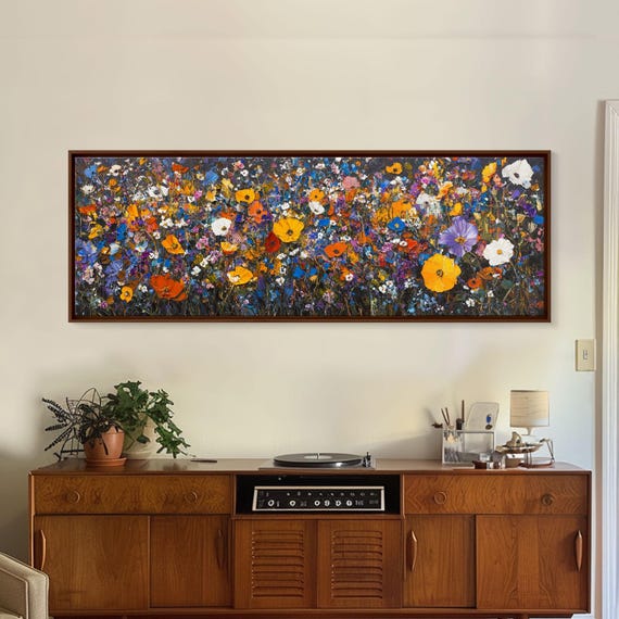 Field Of Flowers Floral Decor Boho Farmhouse Wall Art Framed Print Minimalist Decor Cute Vibrant Wall Art