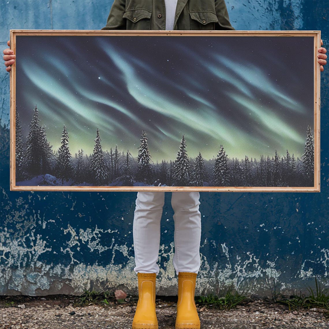 Aurora Borealis Northern Lights Snowy Pine Forest Night Sky Poster - Image 6