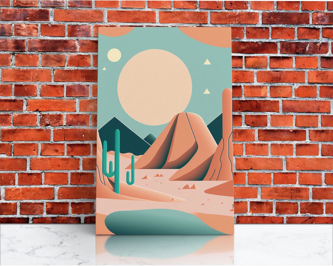 Scandinavian Inspired Midwestern Pop Art Minimalist Boho Style Desert Landscape Framed Print Western Abstract Art - Image 3