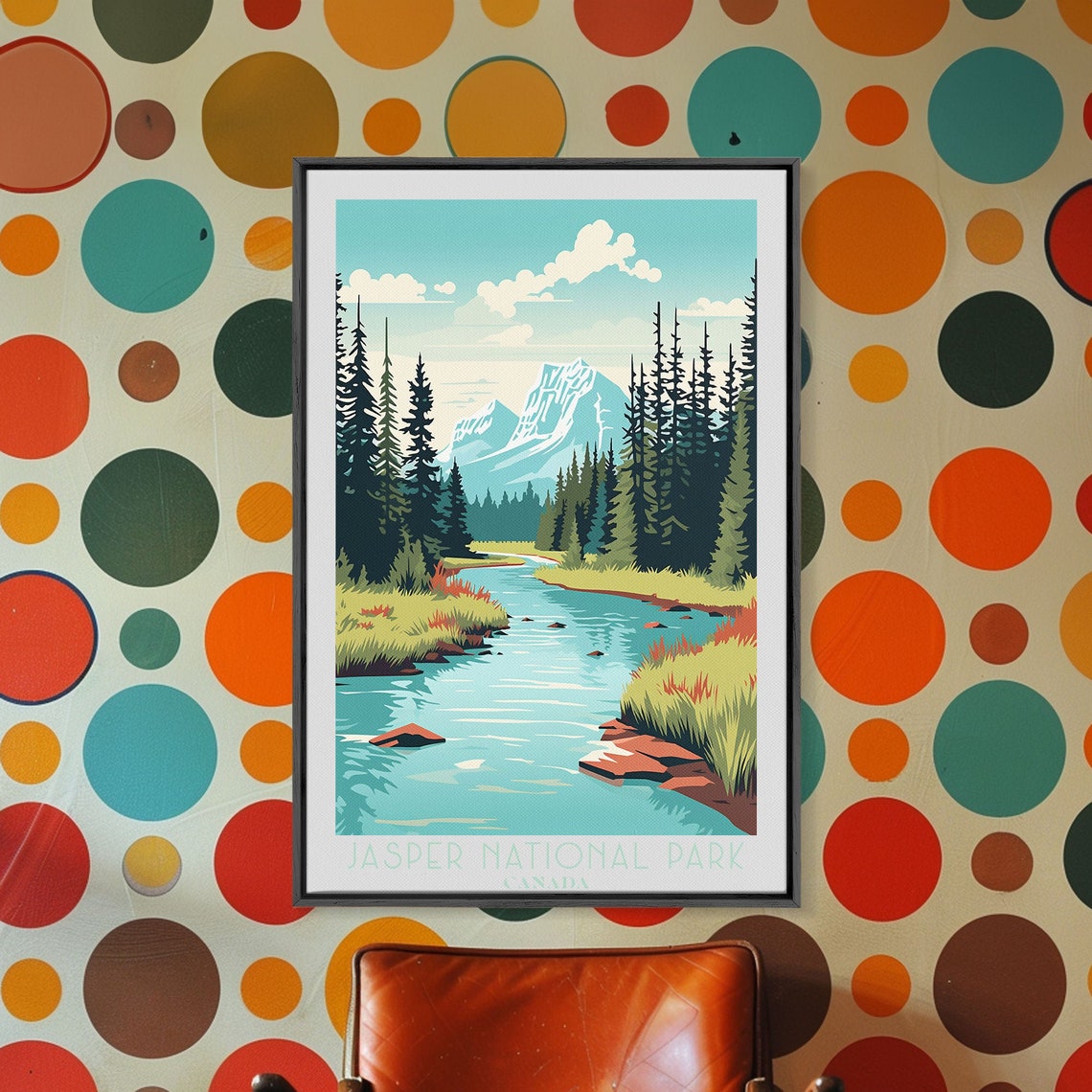 Jasper National Park Canada Turquoise River Pine Forest View Poster - Image 5
