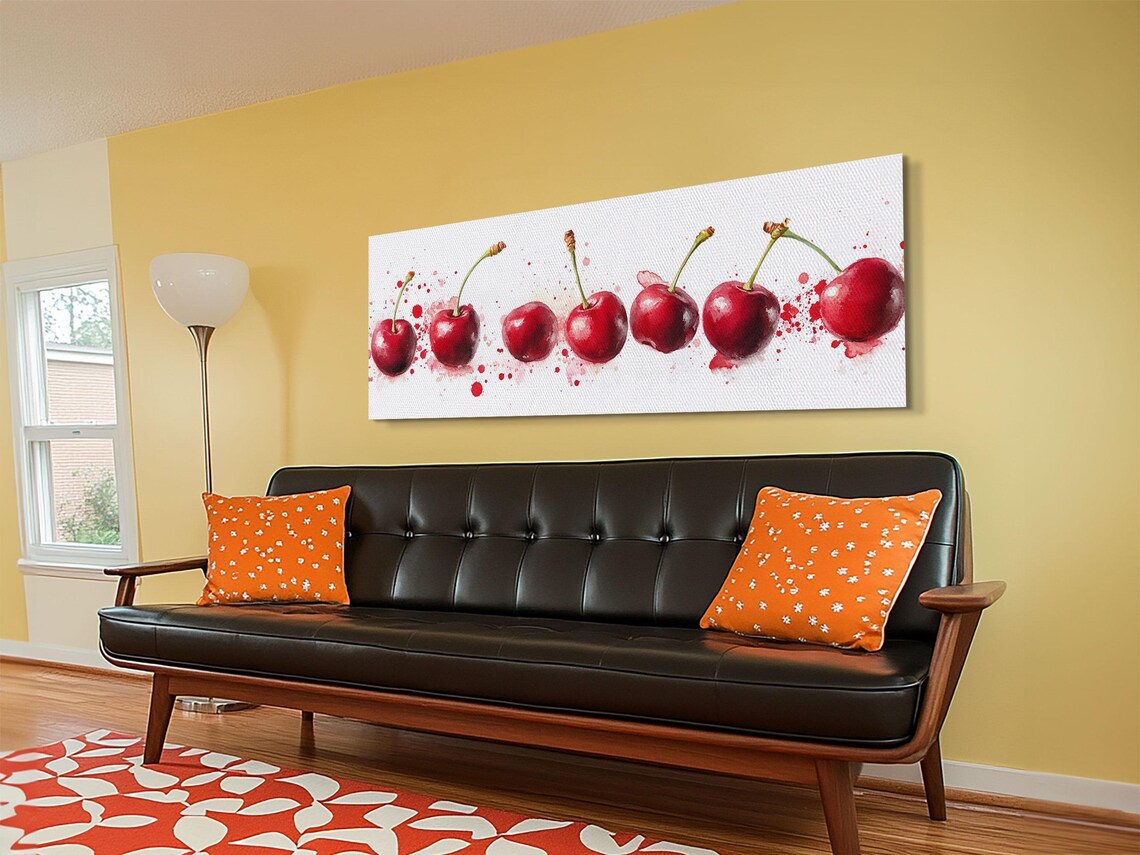 Original Cherry Painting Print Panoramic Fruit Illustration Home Decor For Kitchen Framed Wall Art Dining Room Decor - Image 4
