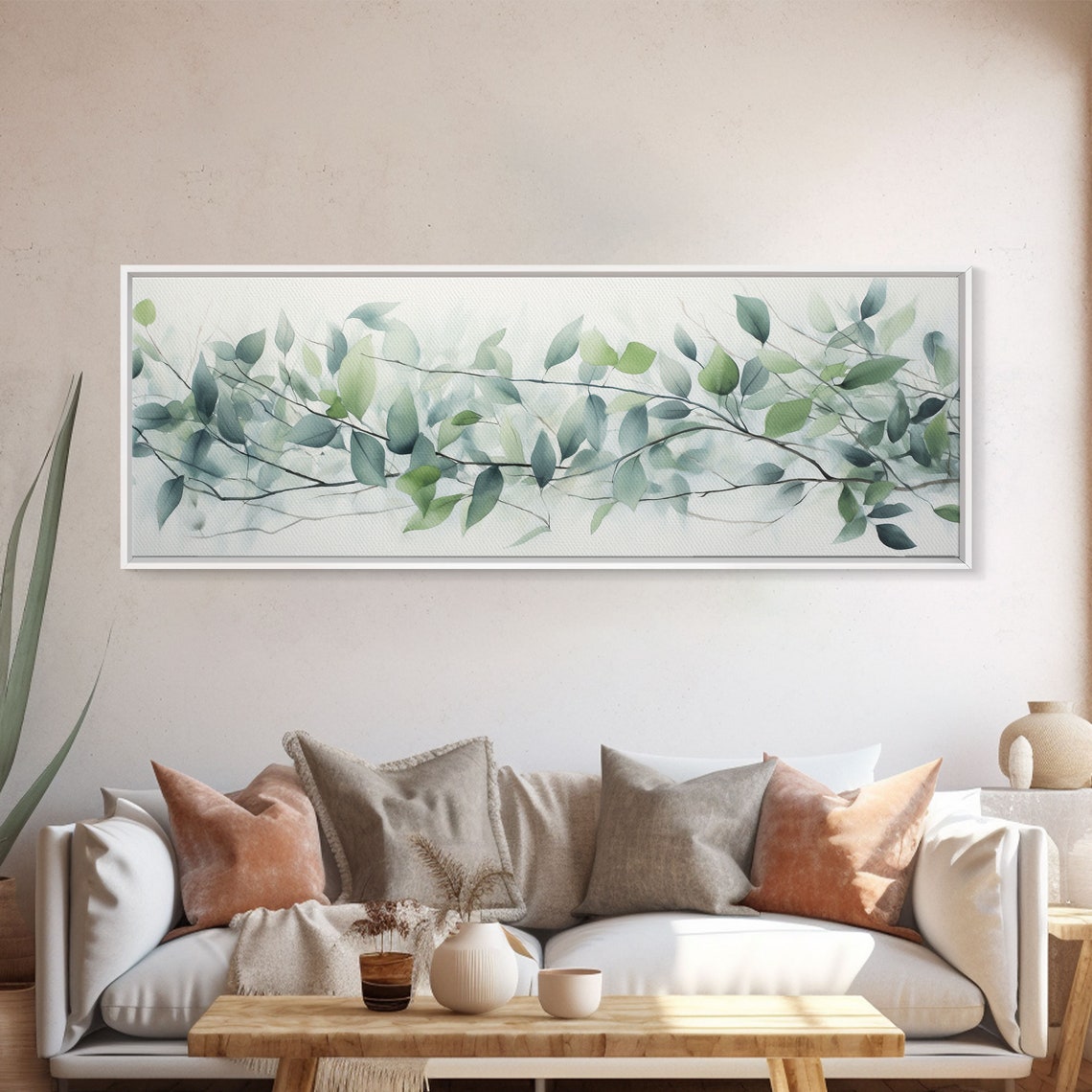 Watercolor Eucalyptus Branches Soft Green Leaves Minimal Botanical Art - Image 4
