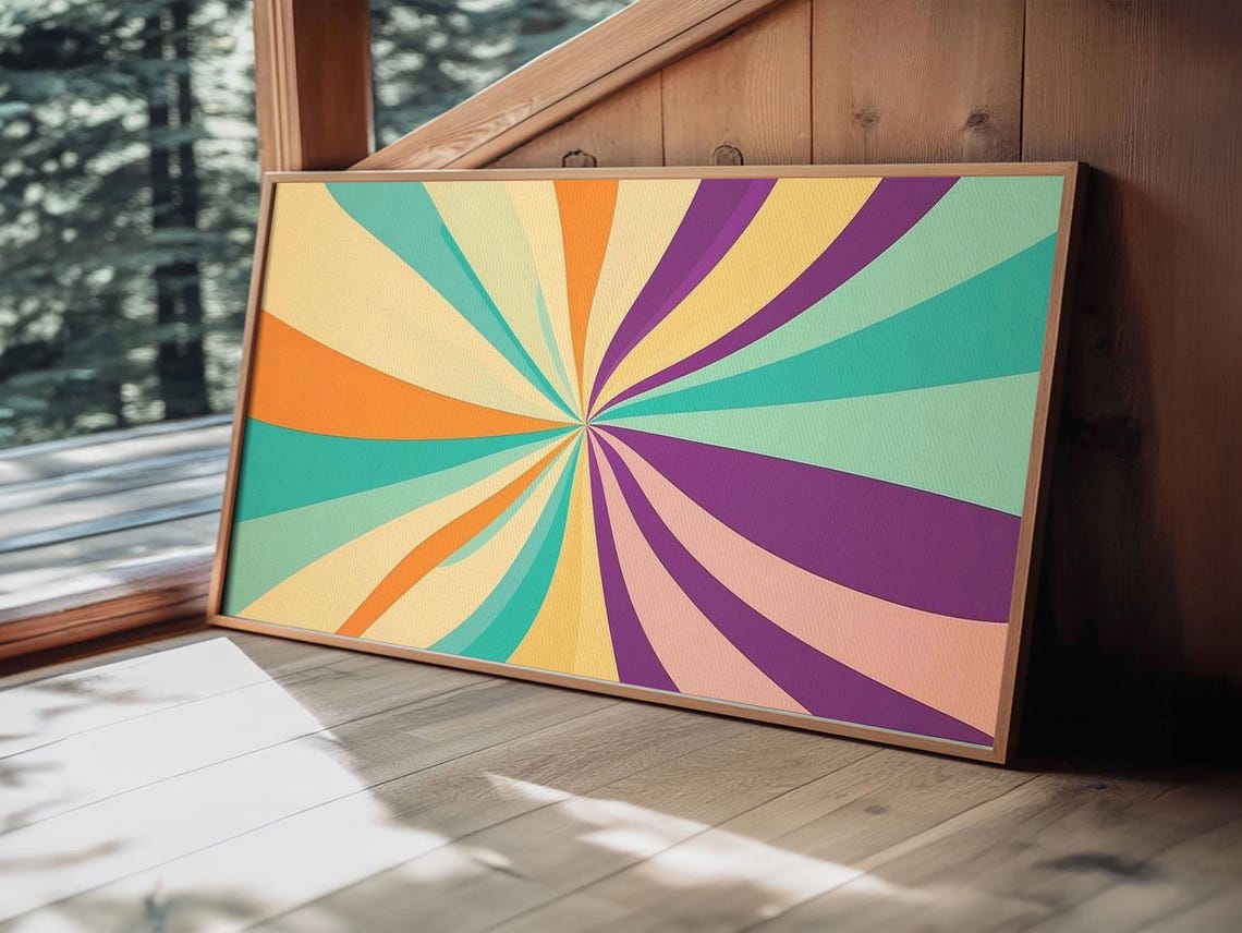 Mid Century Modern Colorful Psychedelic Starburst Sunburst Print - Image 6