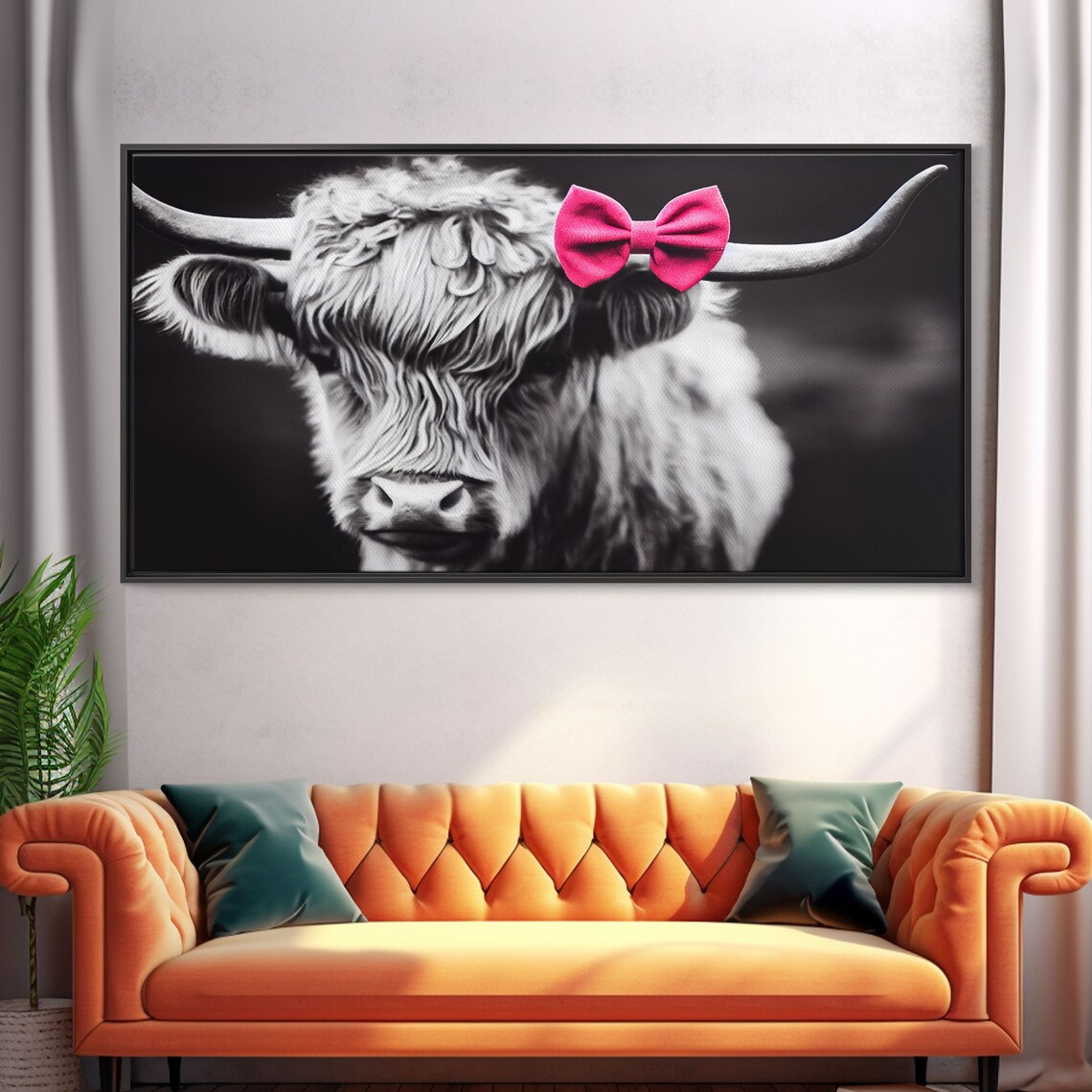 Highland Cow Art Print, Farmhouse Black And White - Image 4
