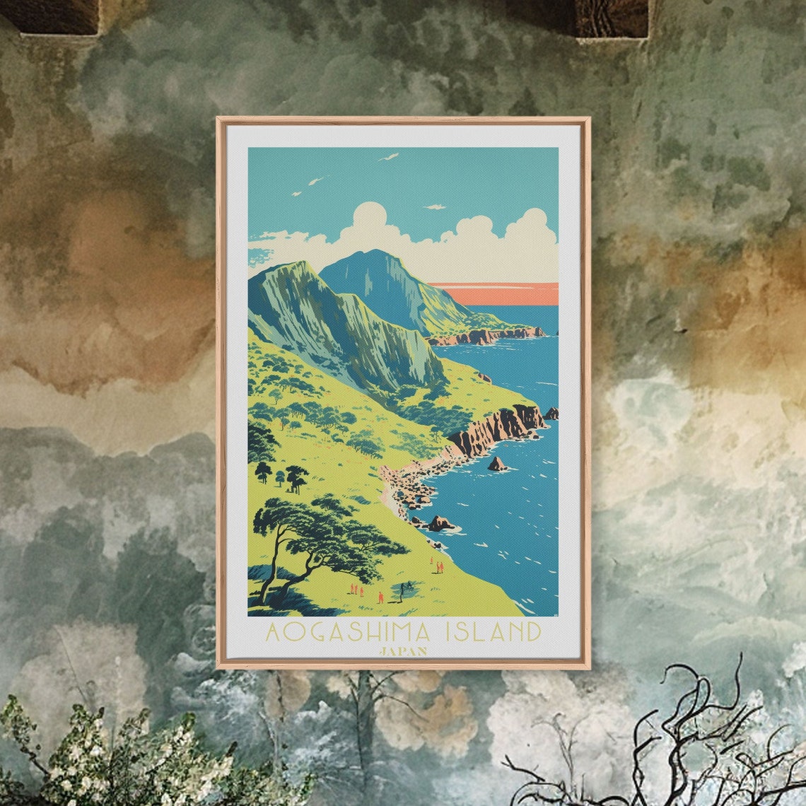 Aogashima Island Japan Volcanic Coast Green Cliffs Ocean View Poster - Image 4