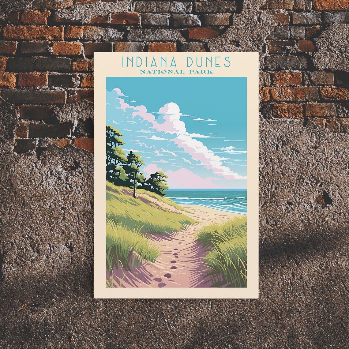 Indiana Dunes National Park Travel Poster Art Print Wall Art Indiana Travel Art Midcentury Modern Travel Decor Wall Art - Image 6