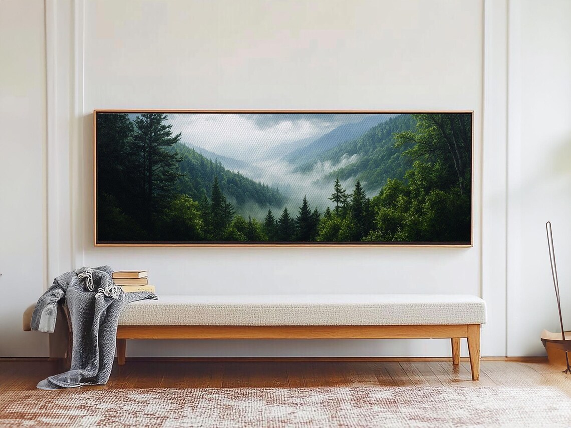 Emerald Green Mountain Landscape Wall Art Blue Ridge Mountains Print Extra Large Wall Art For Living Room Above Sofa - Image 4