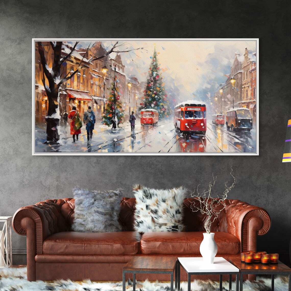 Vintage Christmas Winter Wonderland Art Print, Farmhouse