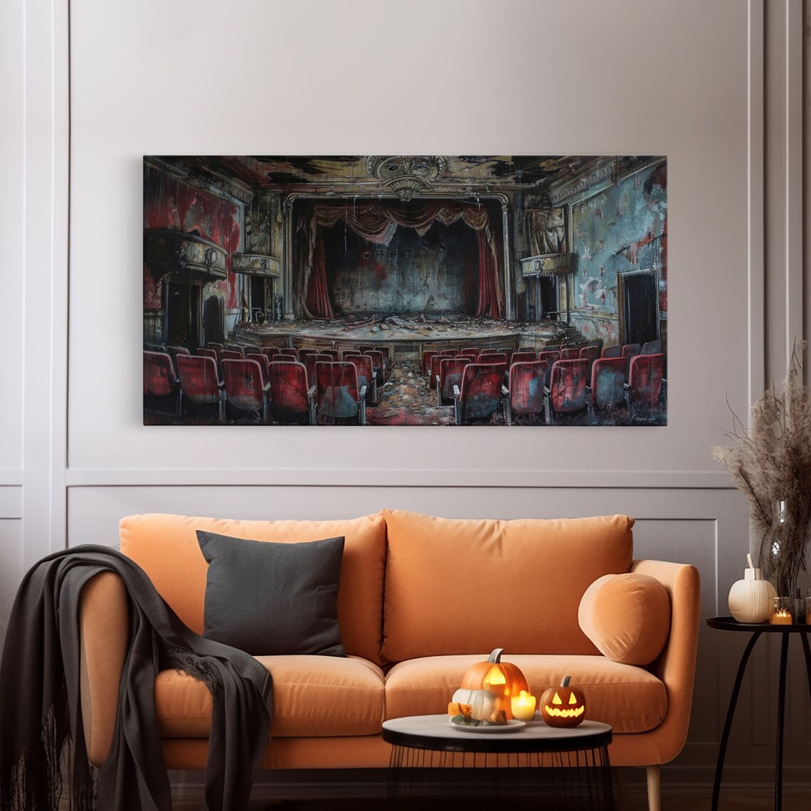 Creepy Abandoned Theater Red Seats Decaying Stage Macabre Dark Academia Print