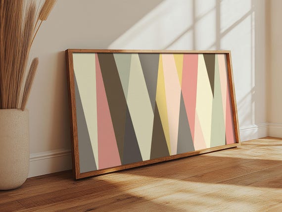 Mid Century Modern Abstract Geometric Shapes Wall Art Diamonds And Chevrons Mcm Decor Retro Living Room Art