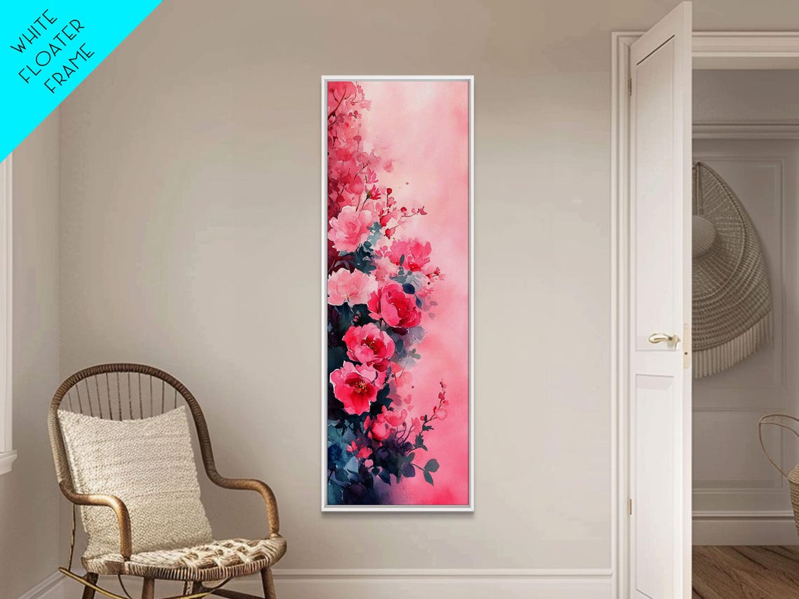Cascading Pink Roses Dark Floral Watercolor Dramatic Art Poster - Image 3