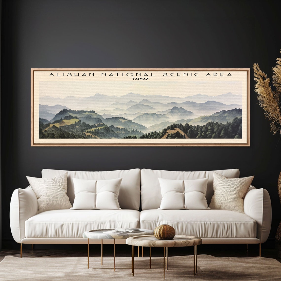 Alishan Taiwan Misty Layered Mountain Ridges Forest Panoramic Poster - Image 3