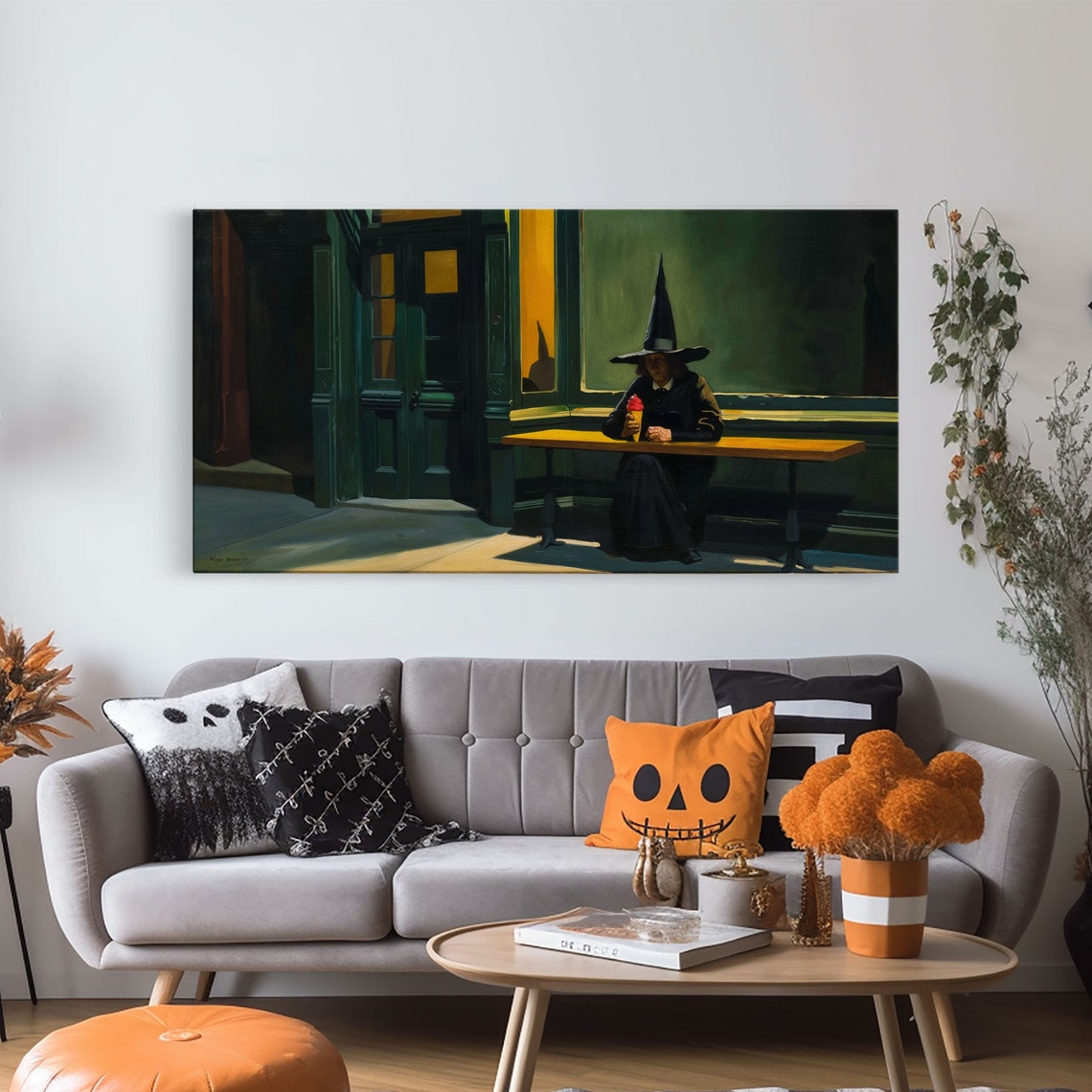 Sad Witch Eating Ice Cream Alone At Night Funny Halloween Art Print - Image 6