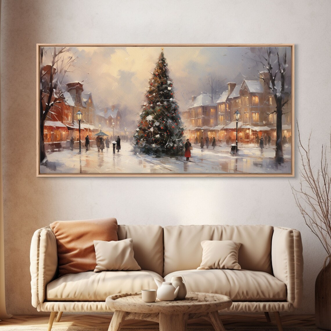 Winter Wonderland Christmas Village, Retro Art Print - Image 4