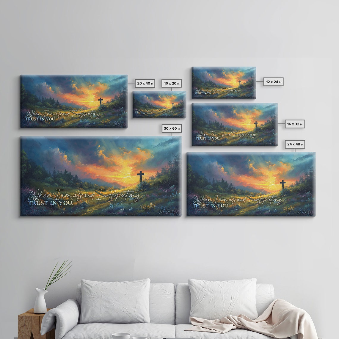 Psalm 563 When I Am Afraid Framed Print Scripture Wall Art Christian Paintings House Warming Gift Bible Verse Print Giant Art - Image 2