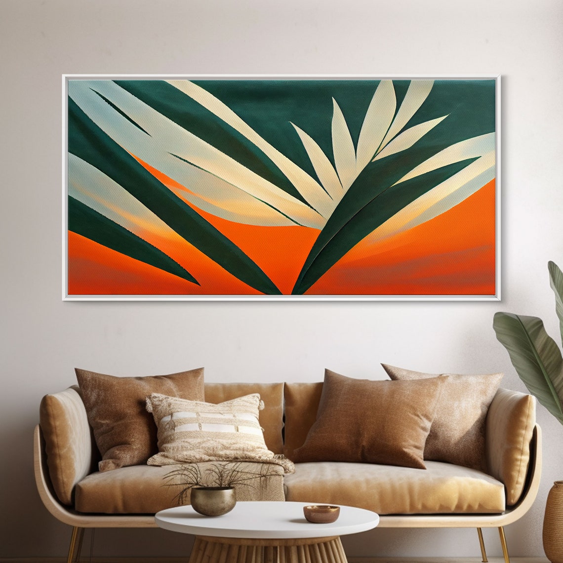 Vintage Style Art Deco Palm Leaf Framed Print Framed Art Wall Decor Palm Tree Tropical Art Mindcentury Art Deco Style - Image 5