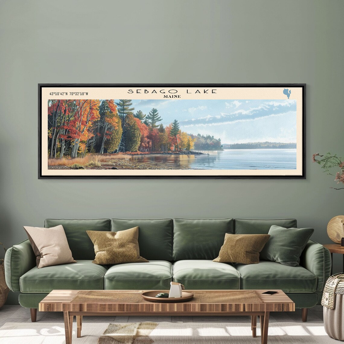 Sebago Lake Maine Travel Poster, Lake House Decor