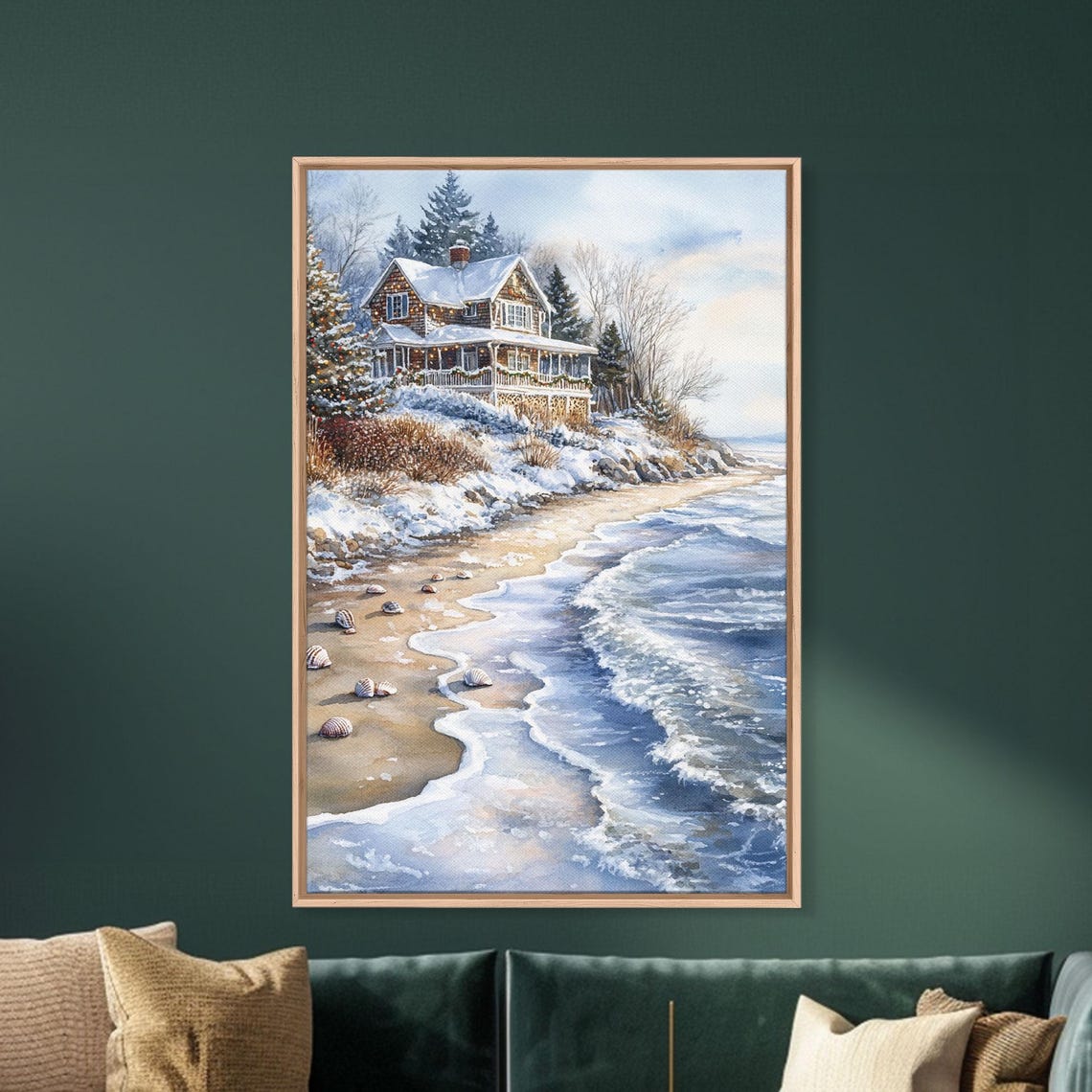 Tropical Christmas Wall Art Xmas At The Beach Seasonal Holiday Decor Living Room Christmas Art Xmas Wall Art Christmas Centerpiece Art - Image 3