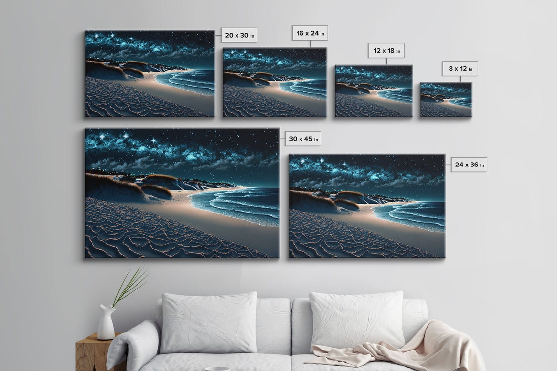 Starry Night Beach Milky Way Sand Dunes Moonlit Ocean Waves Poster - Image 2