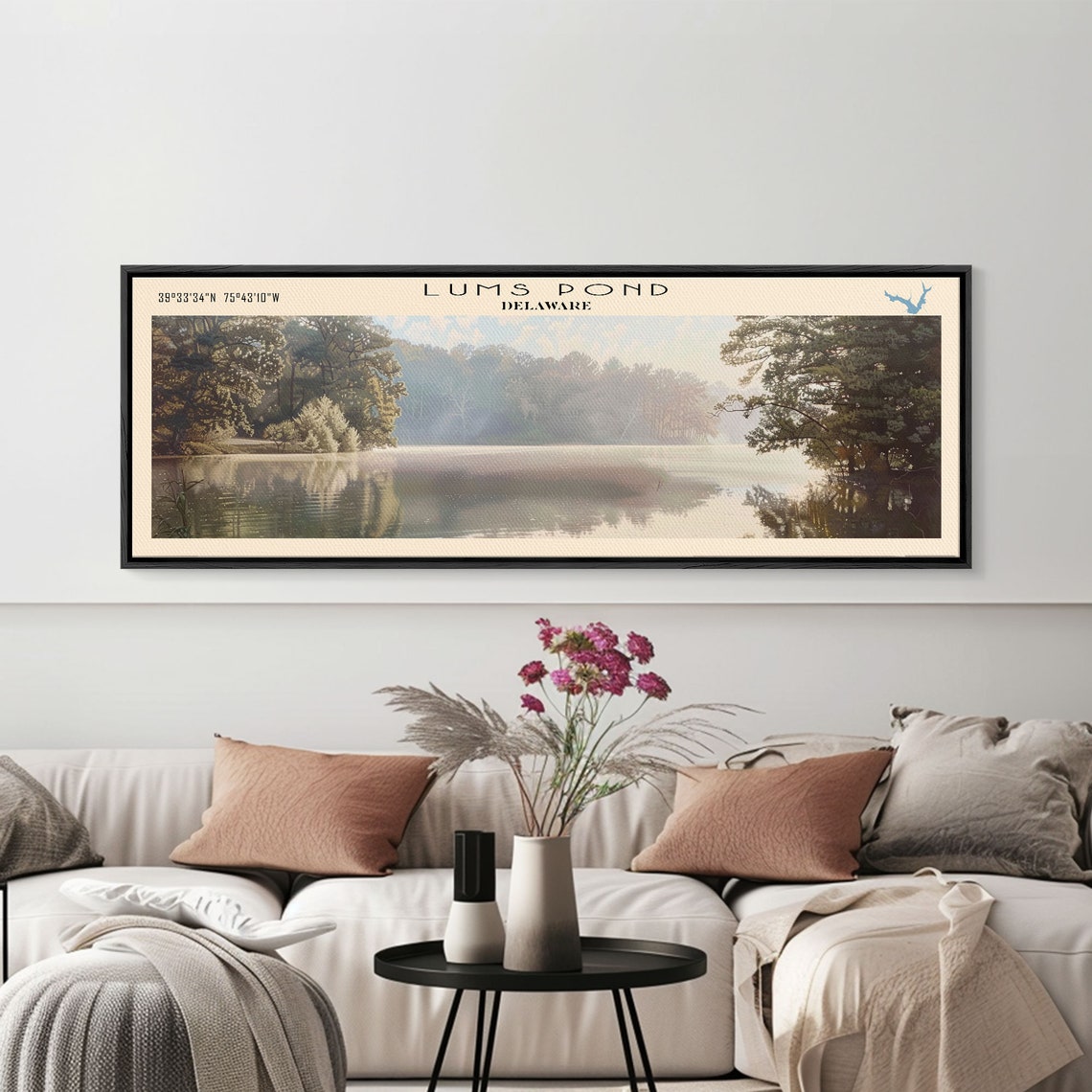 Lums Pond Delaware Misty Forest Morning Sunlight Still Pond Poster