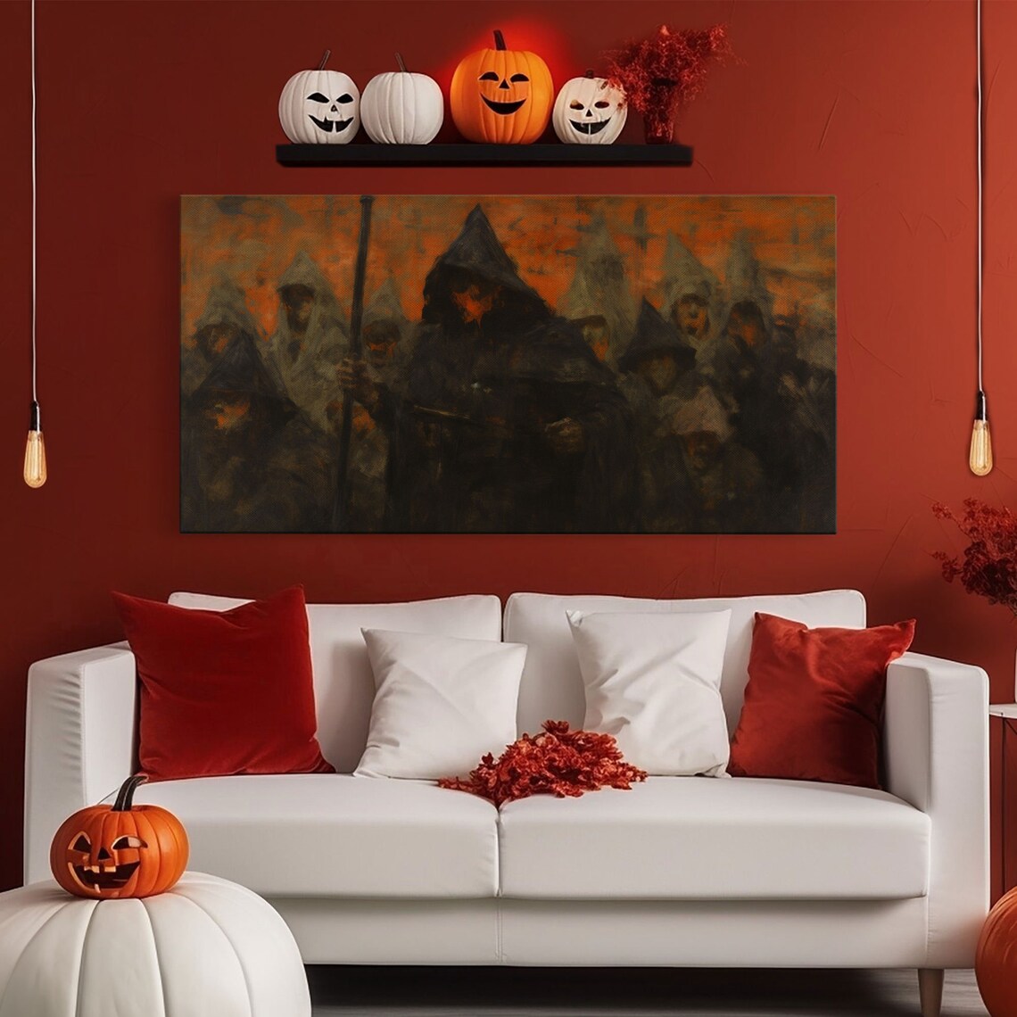 The Cult Hooded Figures Fiery Panoramic Gothic Horror Poster - Image 6