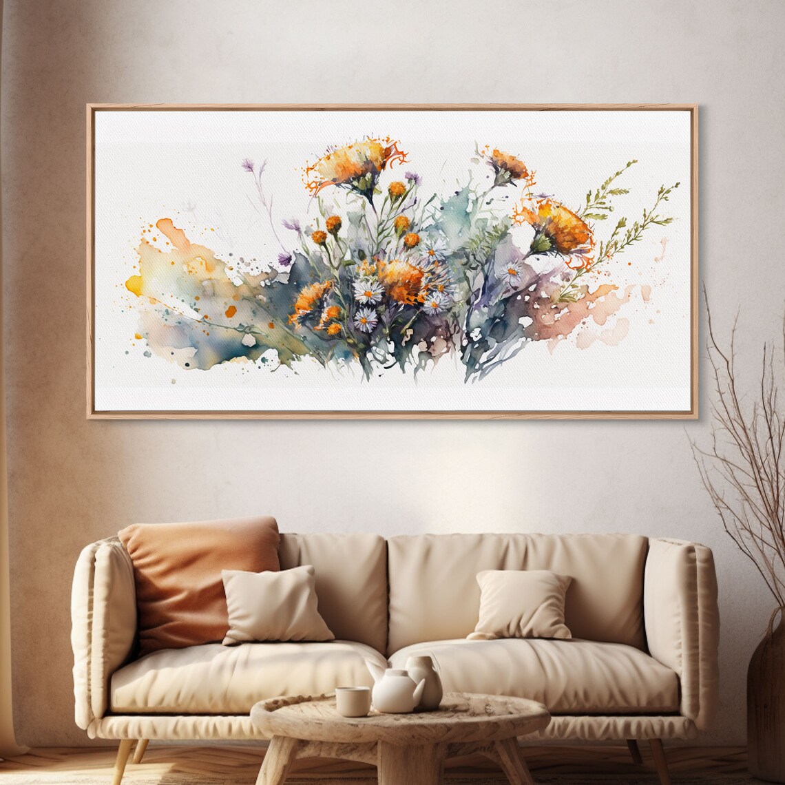 Rustic Farmhouse Floral Watercolor Wall Art Print - Image 4
