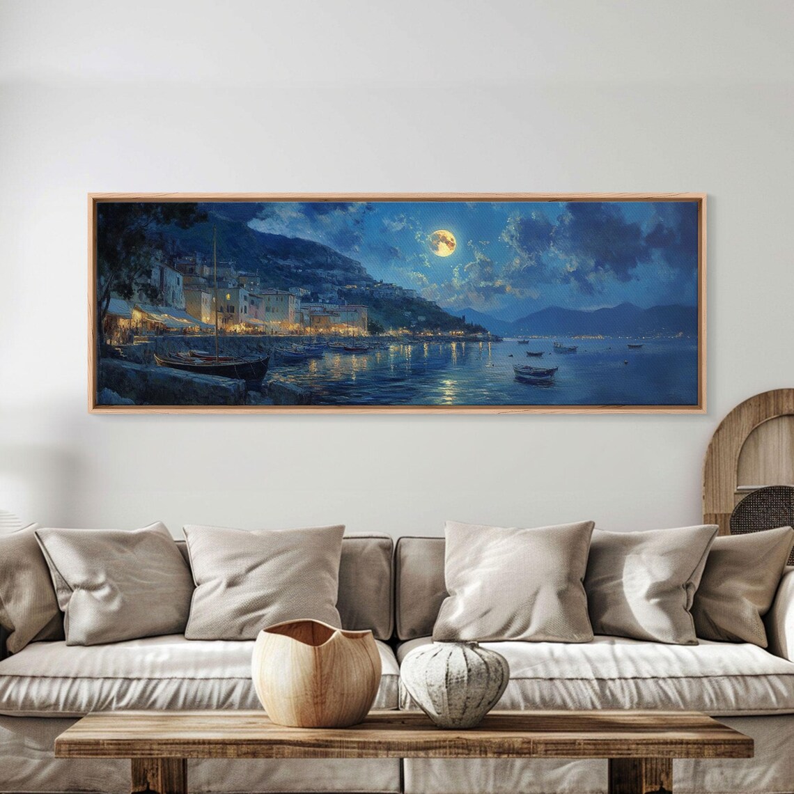 Portofino at Night, Italy Landscape Art Print - Image 4