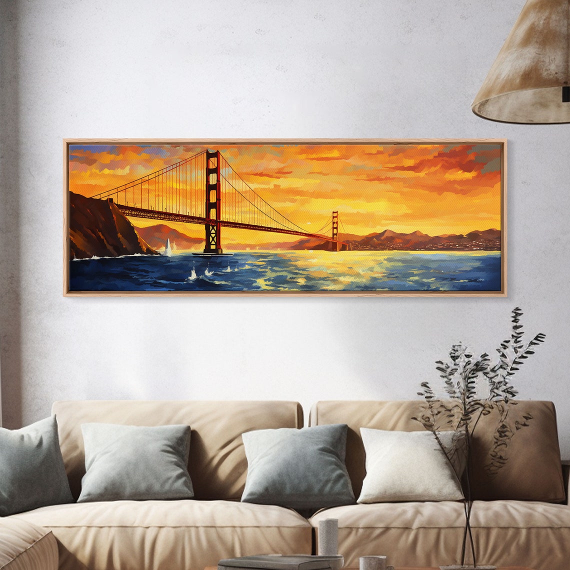 Golden Gate Bridge San Francisco Sunset Colorful Oil Style Poster - Image 4