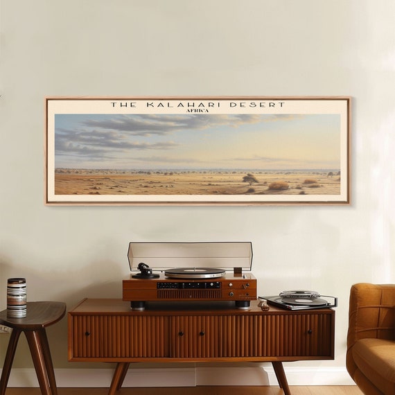 The Kalahari Desert Retro Travel Poster Panoramic Framed Print Namibia Travel Decor Vintage Style Home Decor Travel Print