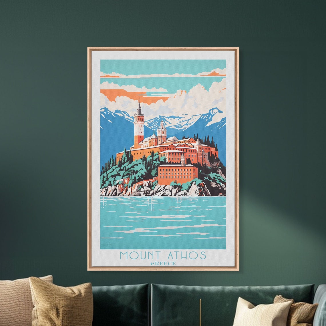 Mount Athos Greece Monastery Cliffs Coastline View Vintage Poster - Image 5