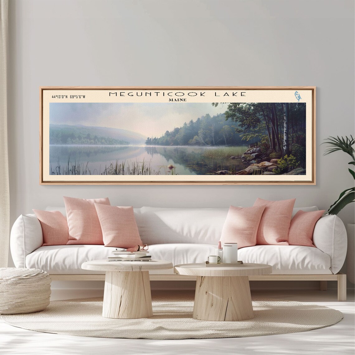Megunticook Lake Maine Misty Morning Pine Birch Shoreline Lake Poster - Image 4