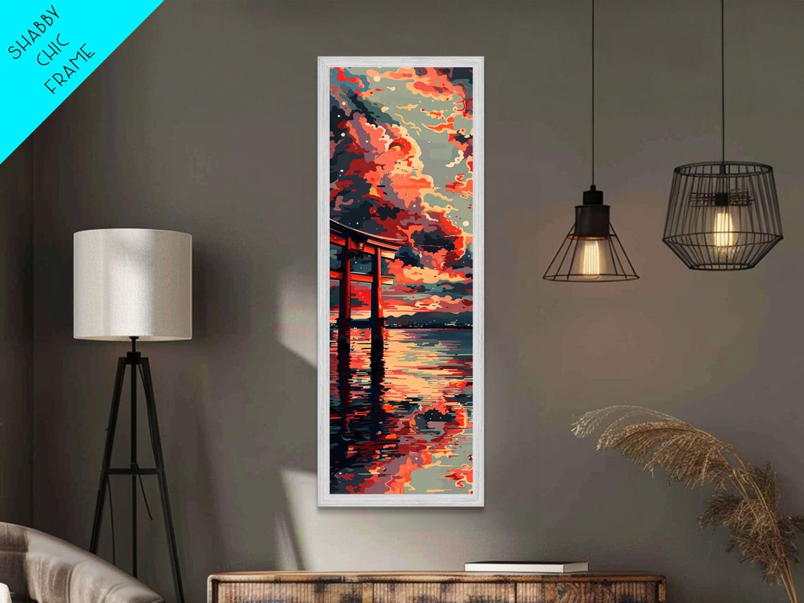 Tranquil Torii Gate Sunset Reflection Dramatic Sky Art Print - Image 5