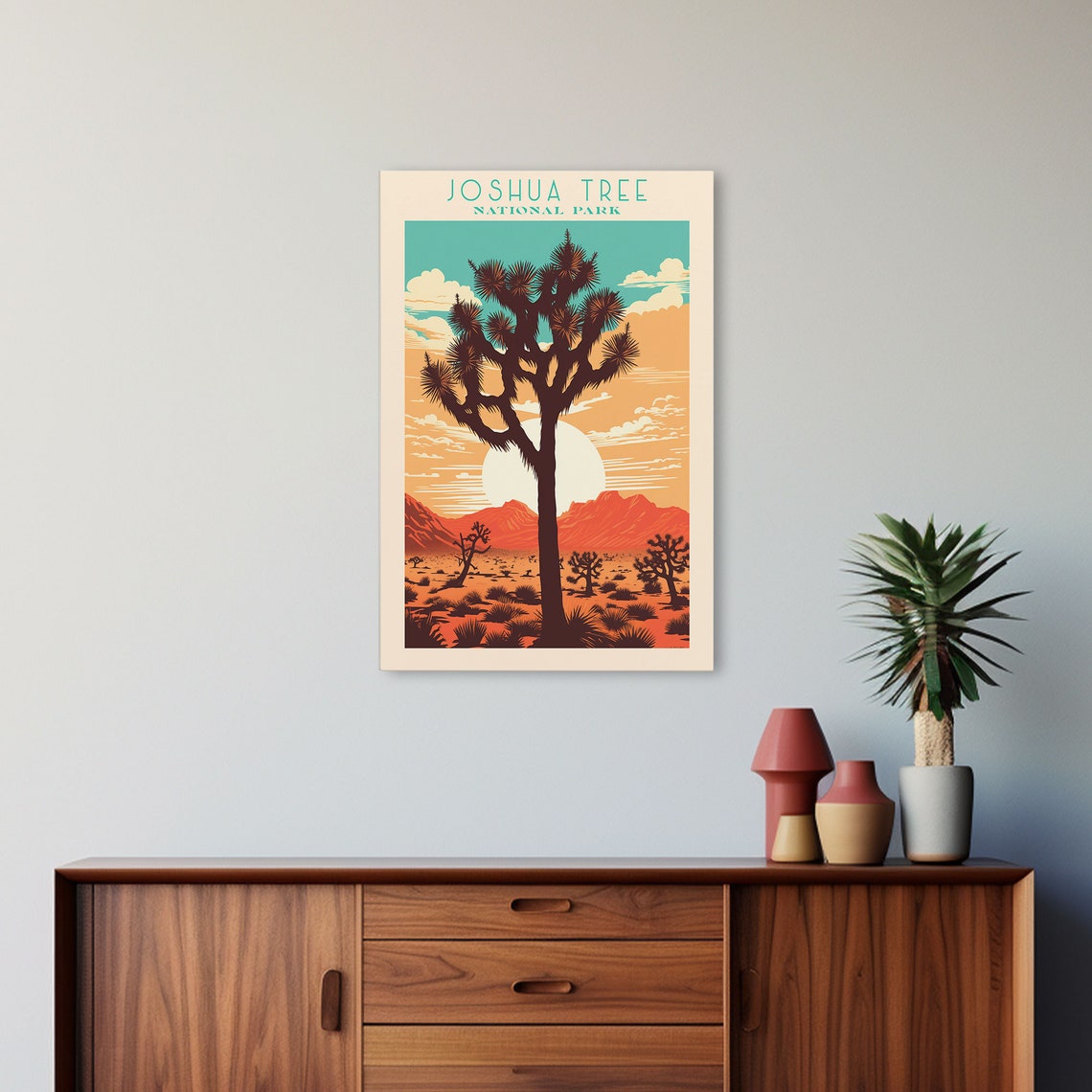 Joshua Tree National Park Desert Sunset Silhouette Retro Travel Poster - Image 5