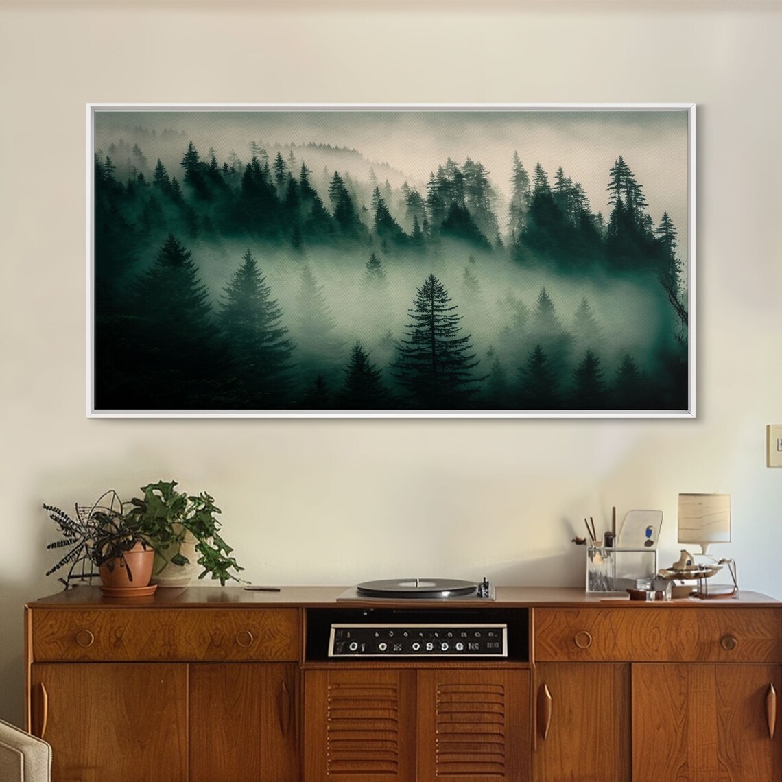 Pine Tree Forest Misty Landscape, Art Print - Image 4