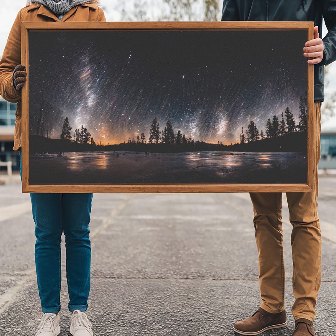 Starry Night Sky Milky Way Pines Lake Reflection Night Poster - Image 3