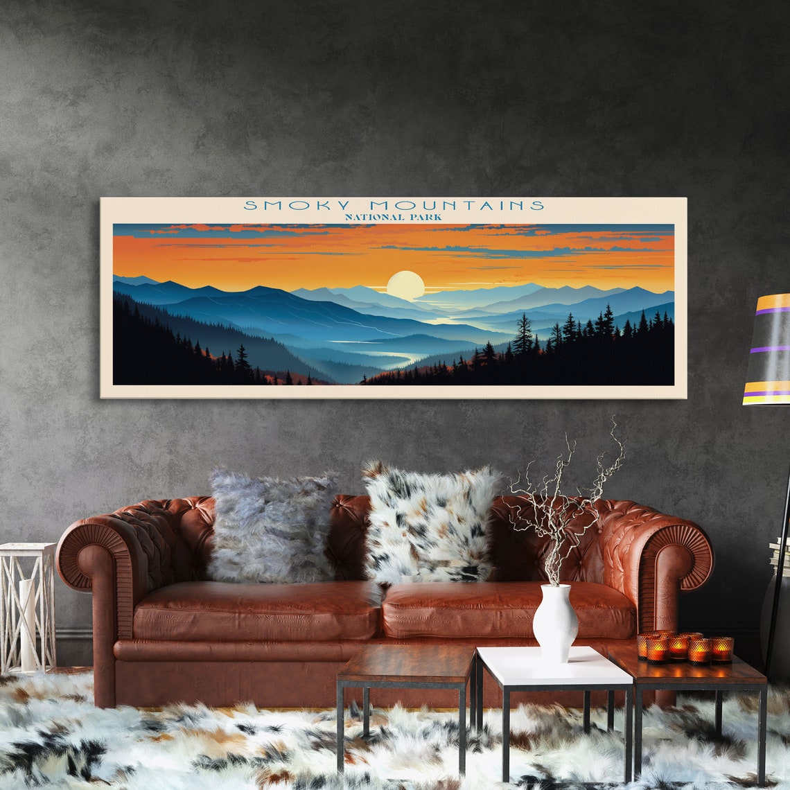 Smoky Mountains National Park Sunset Layered Ridges Travel Poster - Image 3