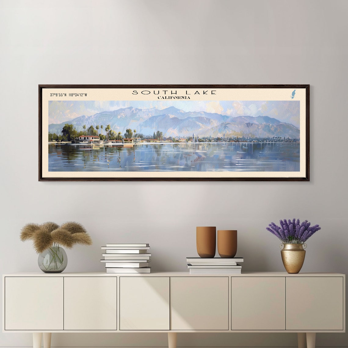 South Lake California Panoramic Lakeside Town Mountain View Poster - Image 3