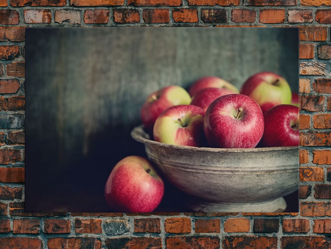Apples in a Rustic Bowl, Farmhouse Kitchen Art Print - Image 5