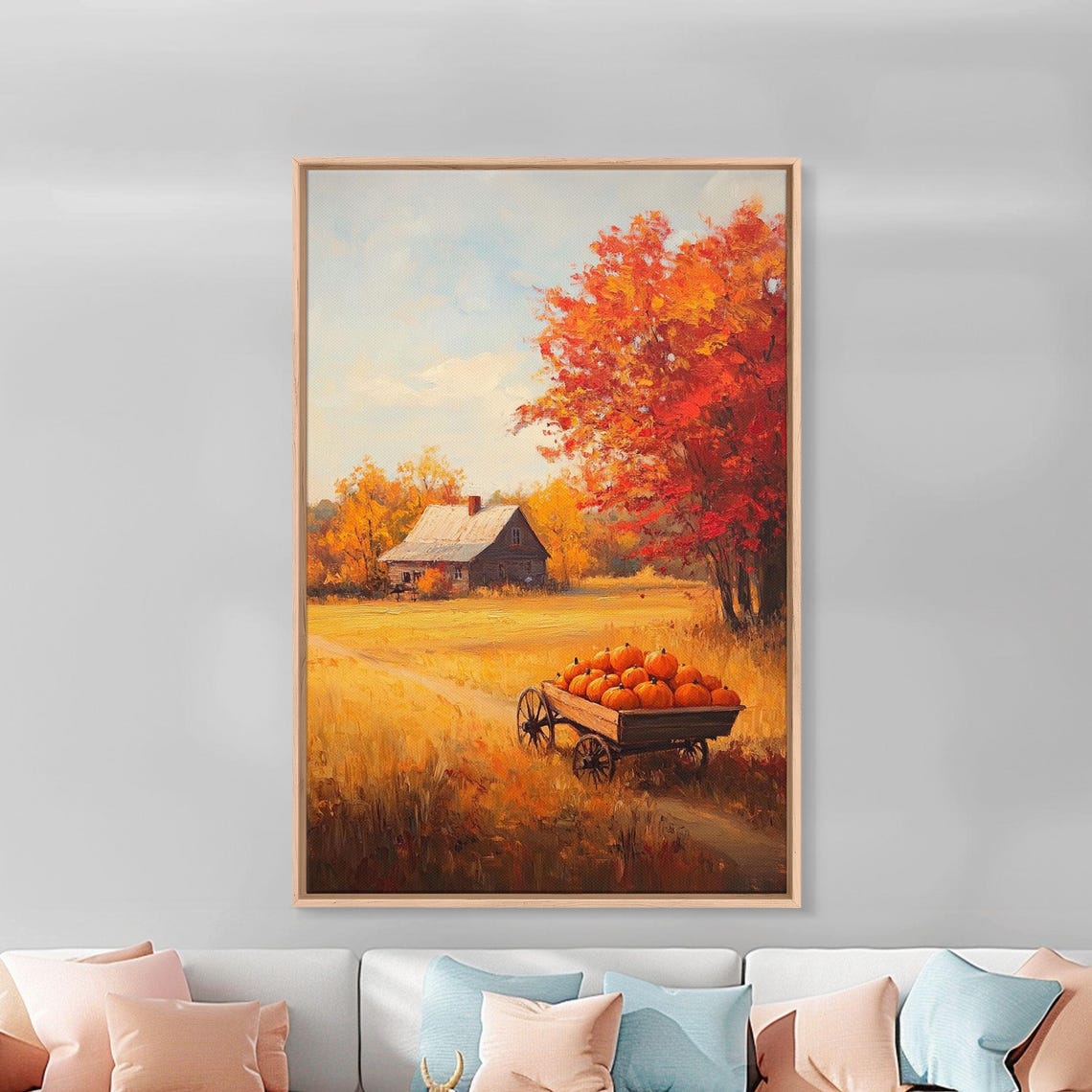 Pumpkin Cart In Golden Fall Field Rustic Barn Harvest Poster - Image 5