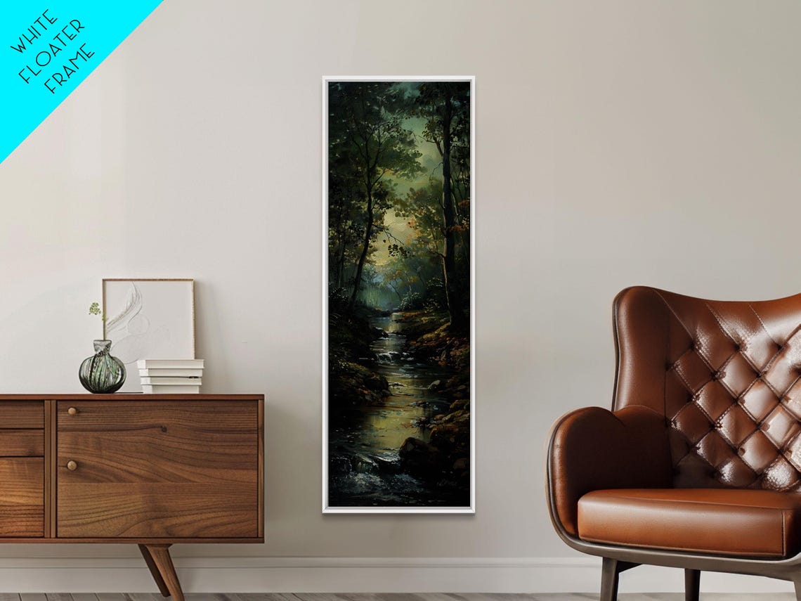 Peaceful Forest Stream Morning Light Dark Woods Water Poster - Image 6