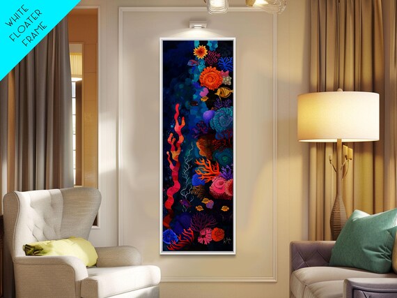 Colorful Underwater Art Print Vibrant Wall Art Framed On Black Light Poster Fish Poster Art Vertical Art Living Room Art