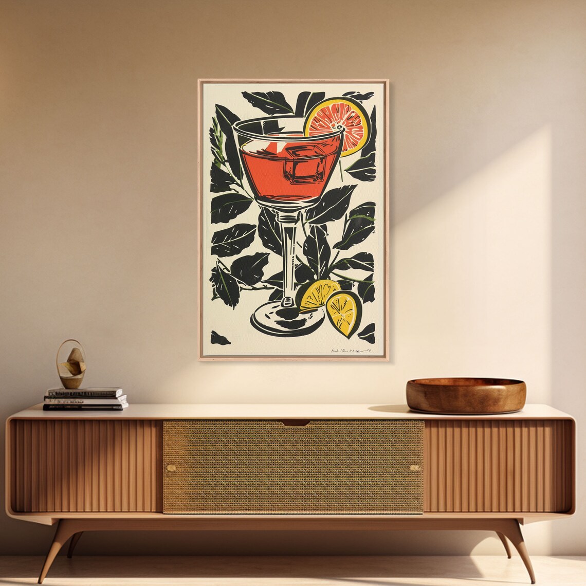 Vintage Orange Cocktail Coupe Glass Citrus Retro Bar Wall Art Poster - Image 3
