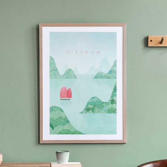 Vietnam Vintage Travel Poster, Minimalist Travel Art